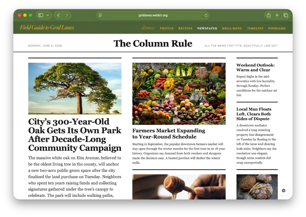 Layout of article titles and descriptions