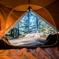 Camping tent at sunset