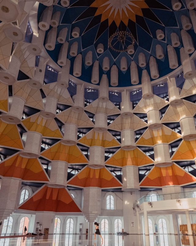 Ornate domed ceiling with geometric patterns