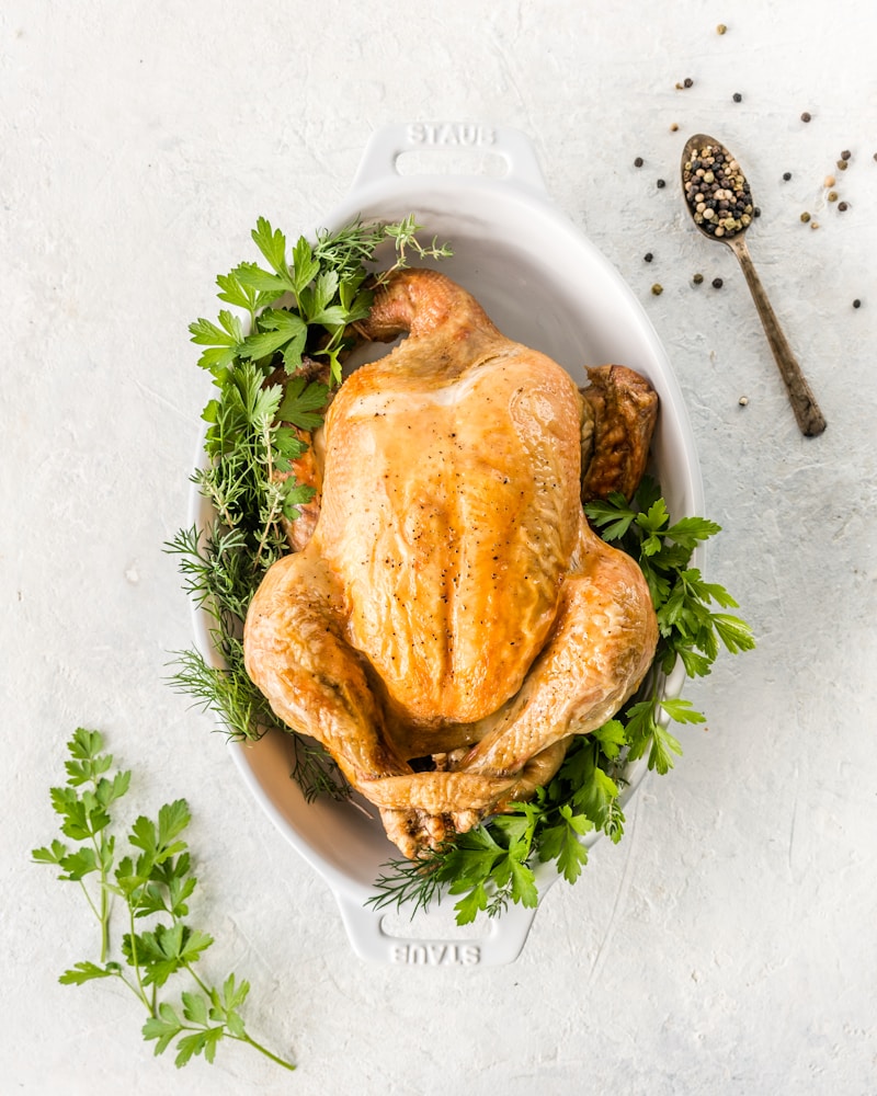 Golden roasted whole chicken