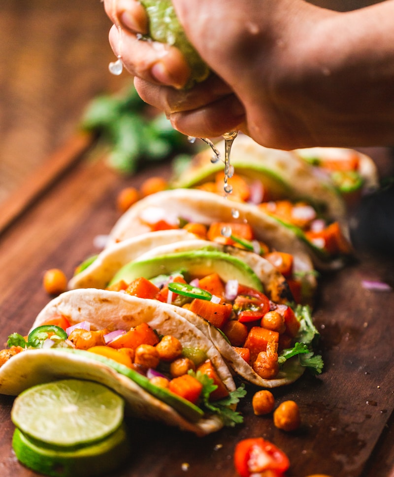 Street-style tacos with toppings